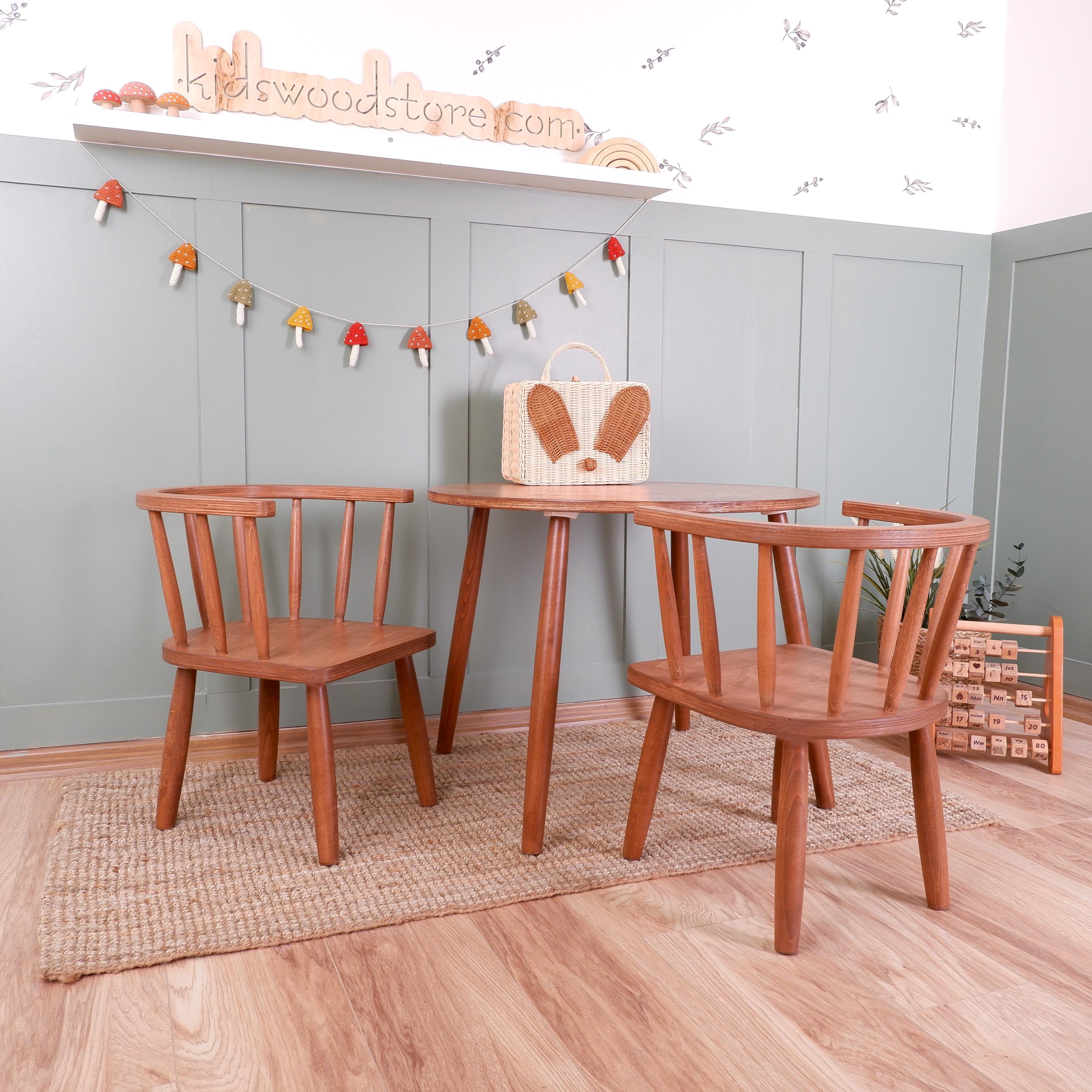 Handmade Montessori Wooden Table With Windsor Chair & Bench Set - Etsy
