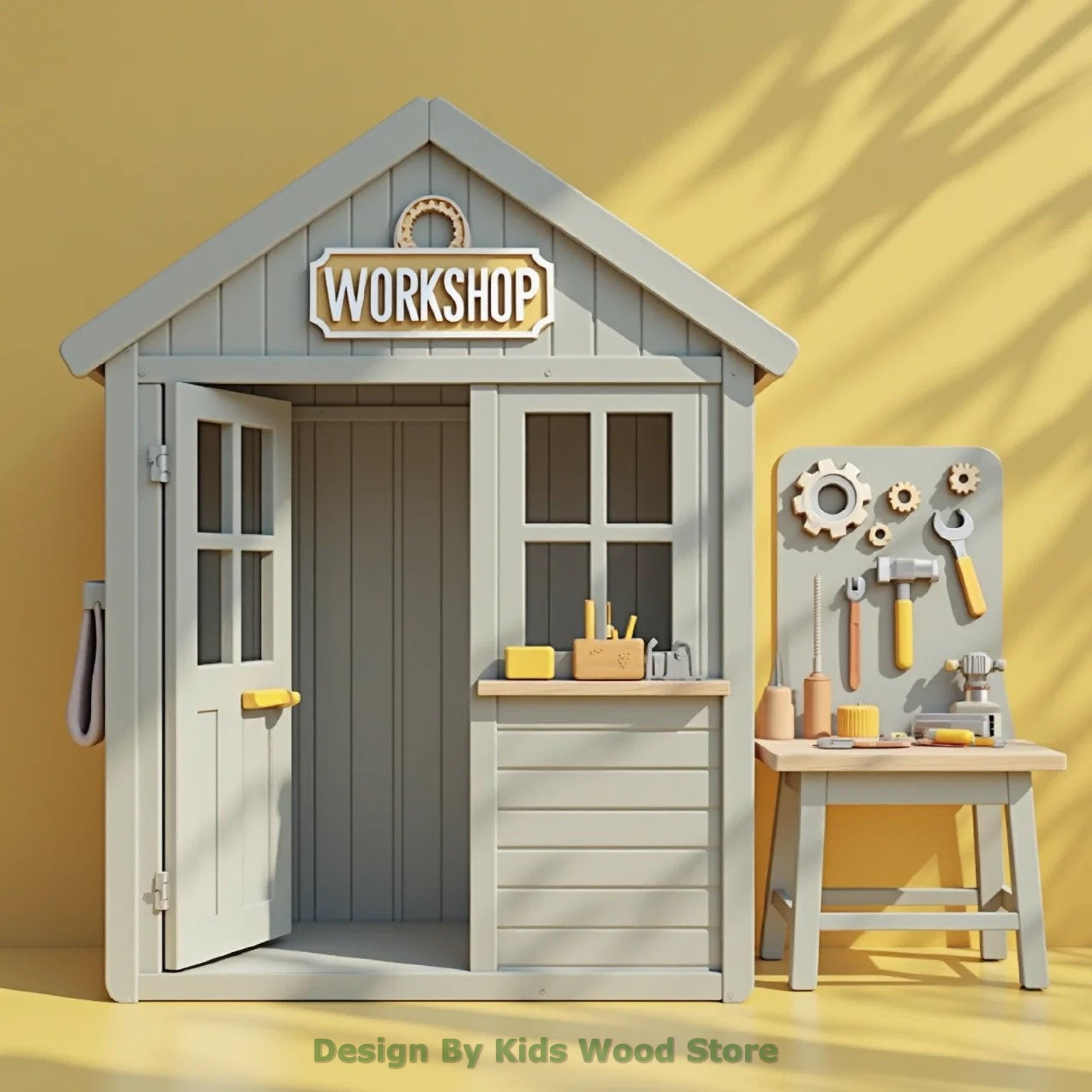Kids' Wooden Playhouse: Customizable Indoor/outdoor Play Town