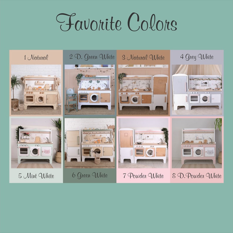 Handcrafed Wooden Play Kitchen White and Natural Customizable Play Area Pretend Play Toys image 5
