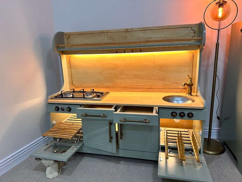 Vintage Toy Kitchen Pretend Play and Toys Complete Set Play Kitchen for