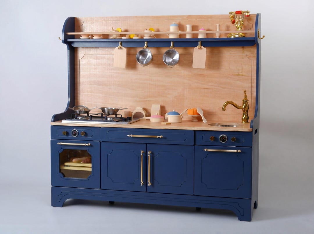 Luxury Wooden Play Kitchen: Custom Designed Heirloom Toy - Etsy