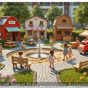 Customizable Wooden Playhouse for Kids: Indoor & Outdoor Play Town