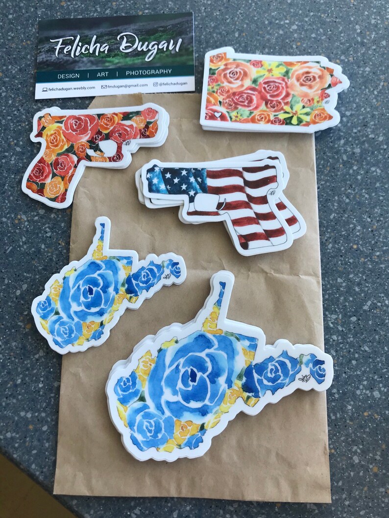 Gun Floral Watercolor Art Sticker - Etsy