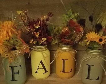 FALL Centerpiece, Fall Mason Jars, Farmhouse Decor, Fall Decor, Autumn, Thanksgiving Decor