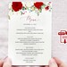 ROSIE - Red Floral Wedding Menu Card Template, Red and White Roses Menu ...