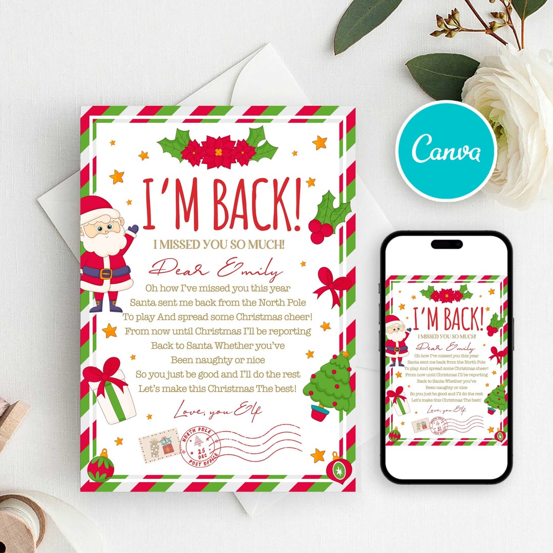 Editable Elf Arrival Letter Return Letter Christmas Elf I'm Back Elf ...