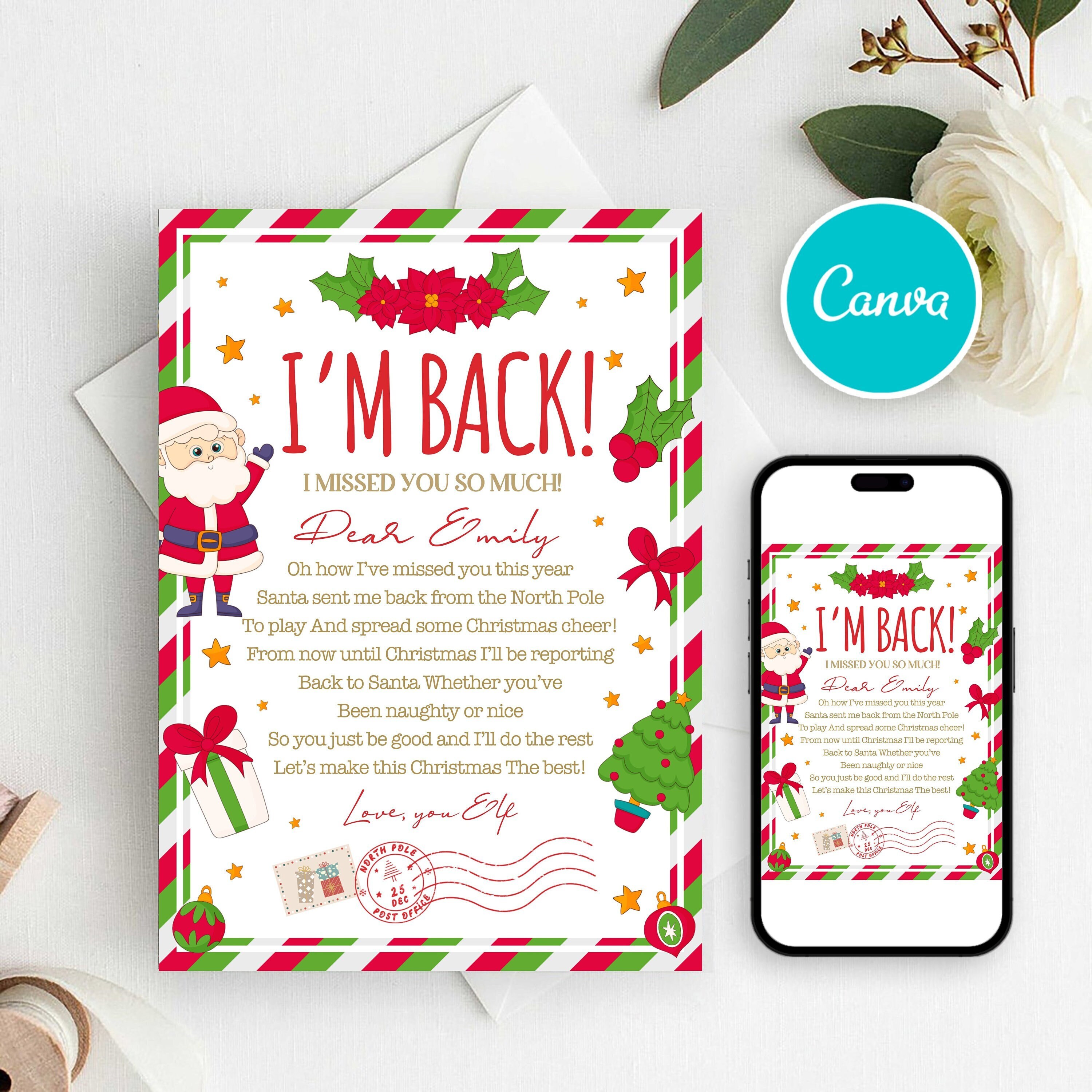 Editable Elf Arrival Letter Return Letter Christmas Elf I'm Back Elf ...