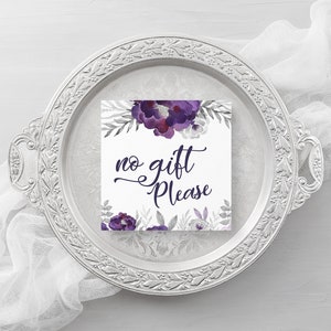 Acquerello Matrimonio floreale stampabile Senza regali, Biglietto di inserto nuziale, Nessun regalo richiesto Biglietto di inserimento dell'invito, Nessuna carta regalo