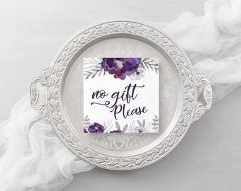 Watercolor Floral Wedding Printable No Gifts, Wedding Insert Card, No Presents Required Invitation Insert Card, No Gifts Card