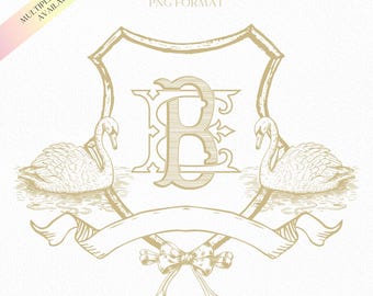 Vintage Schwäne Gold Hochzeitskamm Schleife Kamm - Monogramm Kamm - Schleife Schwäne Luxury Line Kunst Hochzeitskamm - Romantisches Hochzeitskamm