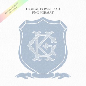 Vintage Blue Simple Crest - Monogram Crest - Luxury Line art Wedding Crest - Romantic Wedding Crest