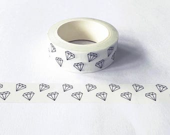 Black and White Washi Tape Gem | 15mm x 10m |  Stationery Journalling Scrapbooking