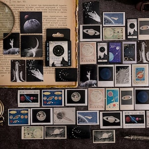 Maan Zonnestelsel Astrologie Mini Box Stickers Papier Peel Off Stickers Planner