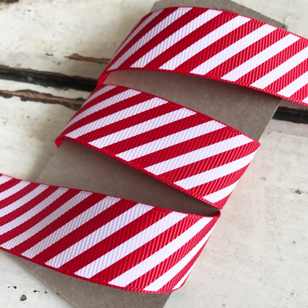 22mm Red & White Stripe Candy Cane Grosgrain Ribbon Wrapping - Etsy