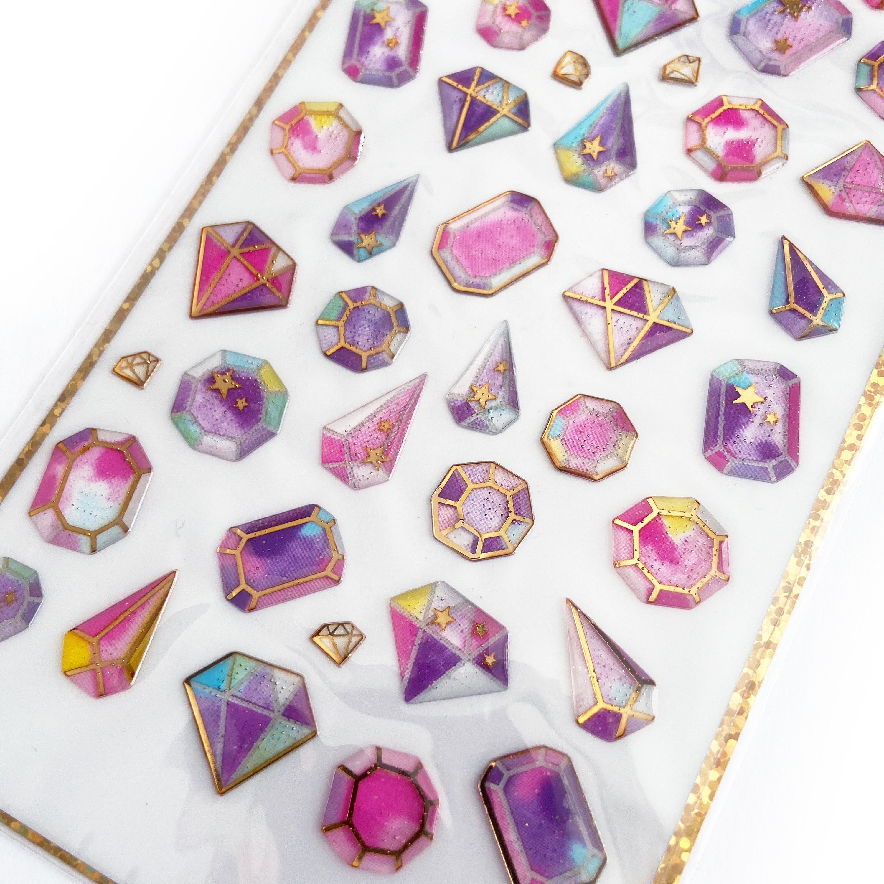 Set of 3D Pink & Gold Diamond Jewel Gem Stickers Etsy