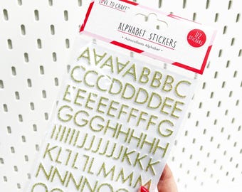 Alphabet Stickers Gold Glitter Foam Letter Raised 3D Sticker | Christmas Craft