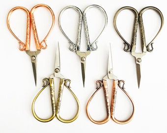 Pretty Needlework Scissors | Embroidery Quilting Craft Manicure Vintage Style | Rose Gold Gold Silver Gunmetal Grey