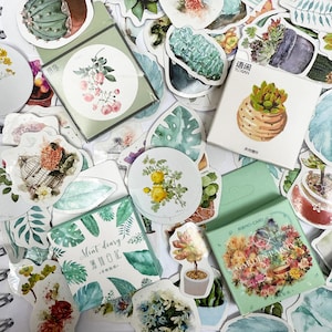 autocollants vintage fleurs et plantes d'intérieur | 4 mini boîtes de 186 pièces | Scrapbooking