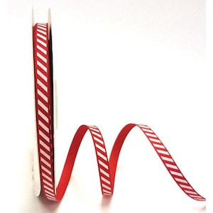 Snoepgestreept rood en wit grosgrain lint | 6 mm | Decoraties Ambachtelijke Wrap