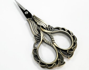Angel Wing Antique Gold Coloured Scissors | Needlework Embroidery Quilting Craft