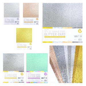 Glitterkaart A4 of 12" x 12" dubbelzijdig metallic roségoud, zilver of regenboog