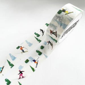 Ruban adhésif Washi pour ski rétro | Snowboard Skier Blanc | 15 mm x 10 m | Emballage