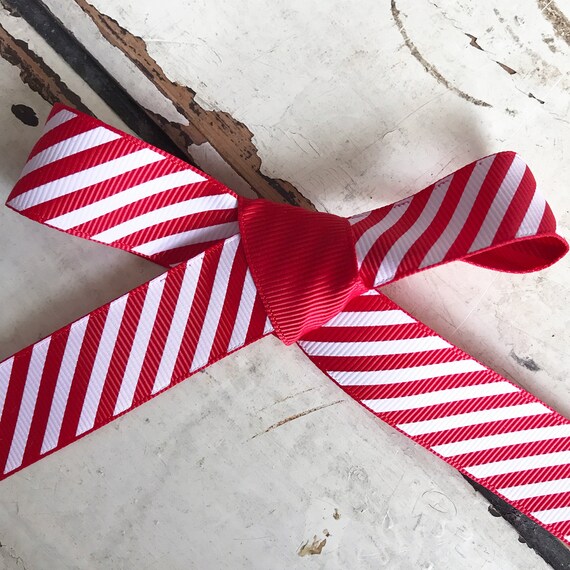 Red and White Candy Cane Stripe Grosgrain Ribbon 22mm 1M or *SAVE* with 25M Roll