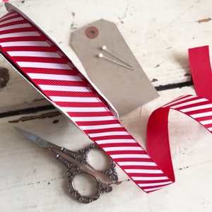 22mm Red & White Stripe Candy Cane Grosgrain Ribbon Wrapping Craft Cards Decorations Metre or 25m ROLL image 5