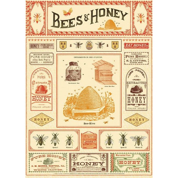 Bees & Honey Poster Paper Craft Wrap Decoupage | 50 x 70cm | Cavallini  Co