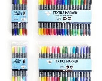 Fabric Pens Textile Markers Bold Vibrant Duel Ended Pen Choose Set Brights  Muted 