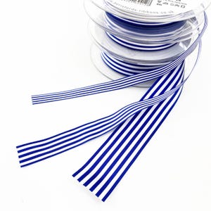 Cinta de rayas azul real y blanca / 3 anchos 9 mm, 16 mm, 25 mm / 1 m o rollo completo