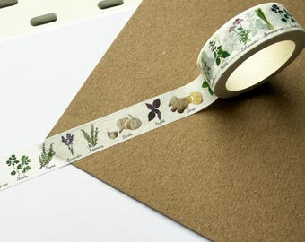 Herbs Washi Tape | Paper Stationery | 1.5cm x 10m | Journalling