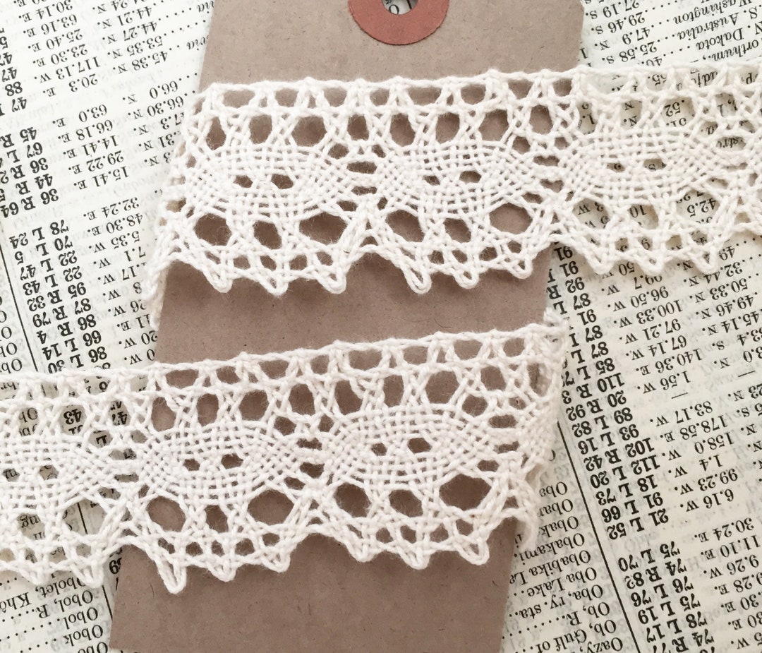 3cm Wide Pretty Cream Cotton Crochet Lace Trim UK MADE Wedding Craft