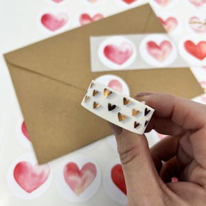 Rose Gold Foil Heart White Paper Washi Tape | 15mm x 10m | Stationery Craft Journalling Scrapbooking Wrap