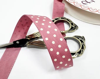 Spot Grosgrain Ribbon | Vintage Rose 16mm Polka Dot Spot | 1m 25m Roll