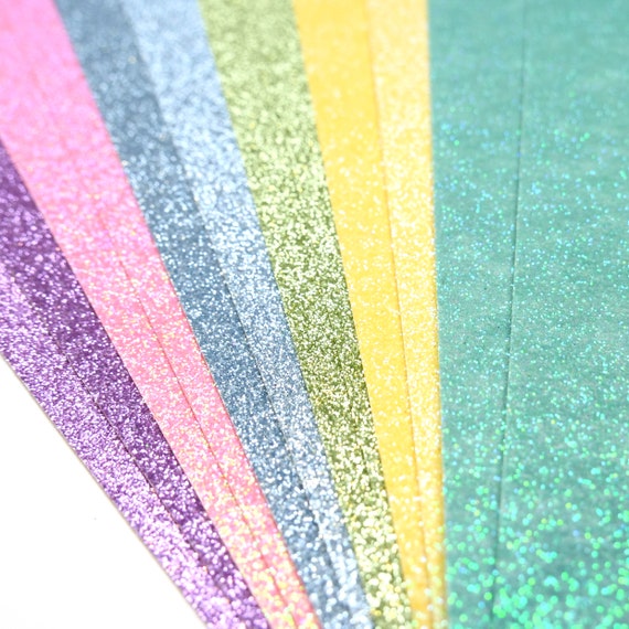 Glitter Paper A4 - 12 Sheets Assorted Colours - 80gsm - Card Scrapbooking  Craft