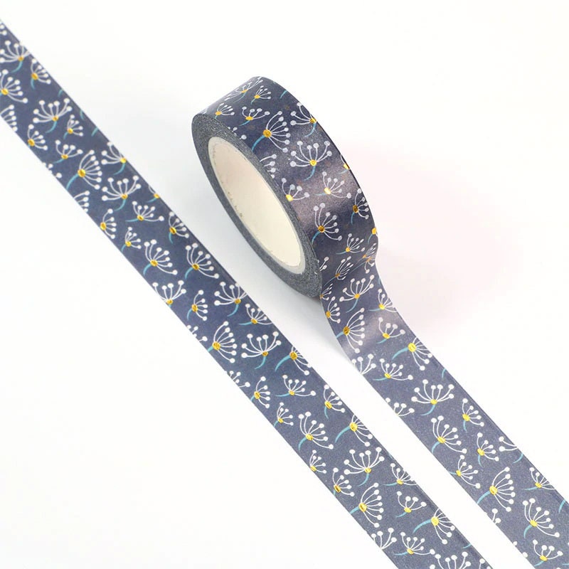 Navy Blue Gold Foil Floral Washi Tape – A Jar of Pickles