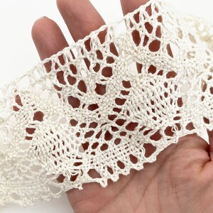 60mm Wide Cotton Crochet Lace 2.5" |  Cream Vintage Trim Sewing Crafts | UK Made