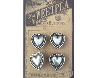 Metal Buttons Silver Coloured | Bird Heart Butterfly | Sewing Dressmaking Craft