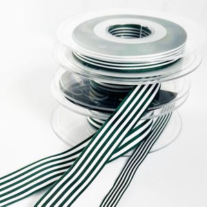 Grün-Weißes Streifenband 3 Breiten 9 mm 16 mm 25 mm | Wählen Sie Länge oder Rolle