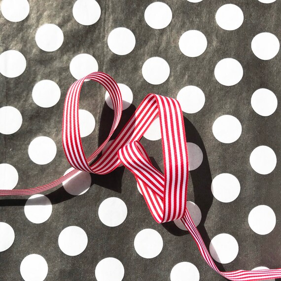 Red and White Nautical Stripe Ribbon 25mm Per 1M or *SAVE* with 25M roll 