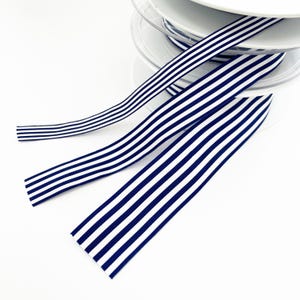 Ruban à rayures bleu marine et blanc 3 largeurs 9 mm 16 mm 25 mm Longueur au choix