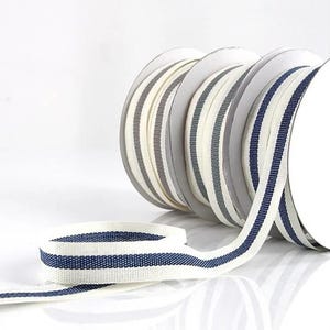 ruban de coton vintage |  Bande centrale de 15 mm gris vert sauge bleu | Rouleau de 1 m 25 yd