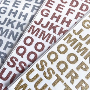 Stickers alphabet lettres et chiffres | Paillettes scintillantes métalliques or argent rose