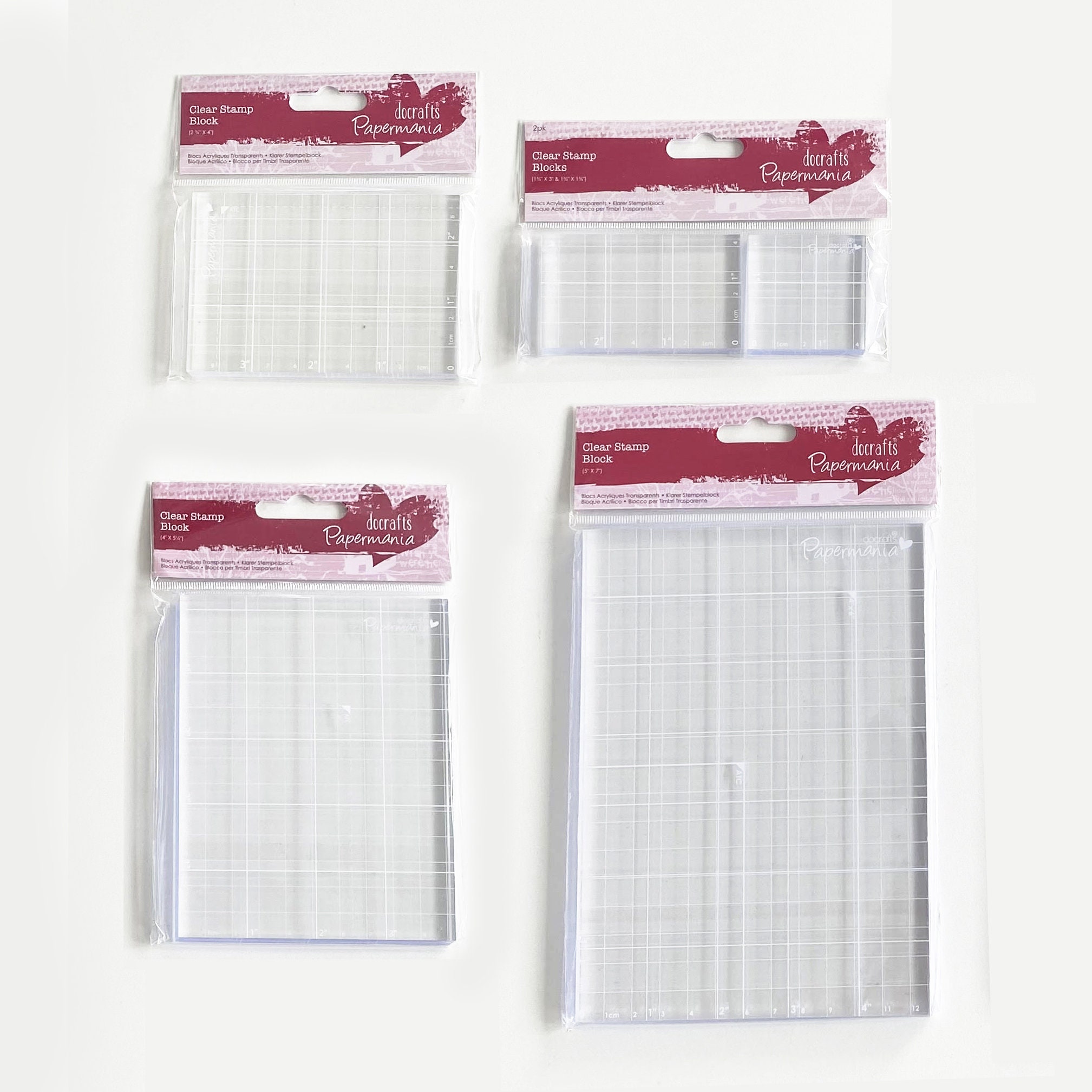 6 Pieces Acrylic Stamp Block Clear Stamping Tools Set with Grid