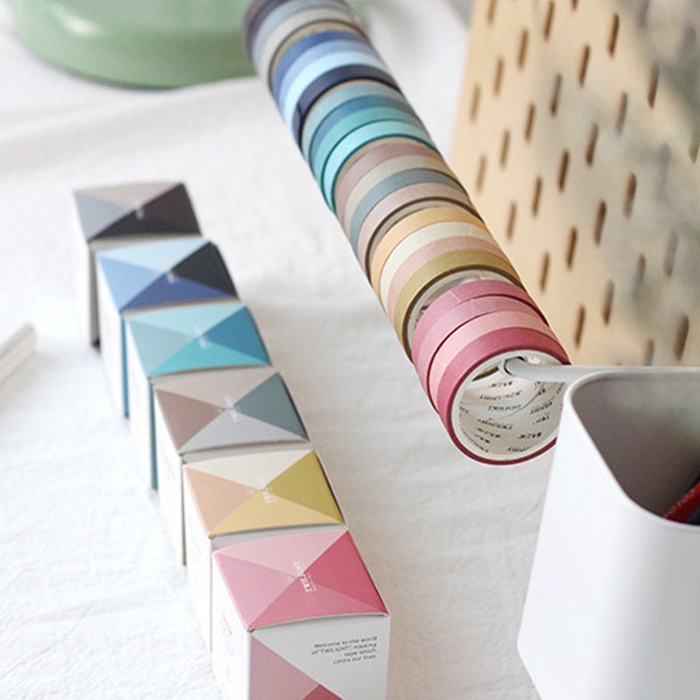 12pcs Basic Pastel Color Washi Tape Set 7.5mm 15mm Adhesive Masking Tapes  Decoration Stickers for