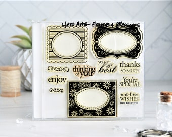 HERO ARTS - Frames and Messages Stamp Set - Photopolymer Stamps - Card Making - Scrapbooking - Paper Crafts