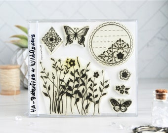 HERO ARTS - Butterflies and Wildflowers Stamp Set - Photopolymer Stamps - Card Making - Scrapbooking - Paper Crafts