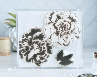 ALTENEW - Build-A-Flower Camellia Stamp Set - Scrapbooking - Fabrication de cartes - Estampage - Timbres photopolymères - Matrices en acier