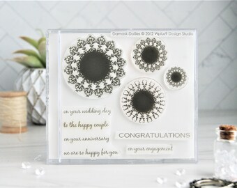 Wplus9 Stamps - Damask Doilies Stamp Set - Photopolymer Stamps - Card Making - Scrapbooking - Paper Crafts